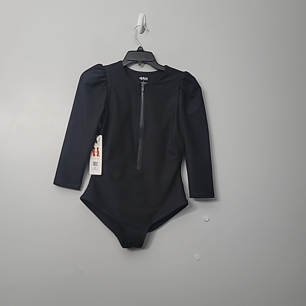 Black Long Sleeve One Piece Swimsuit - Picture 5 of 11
